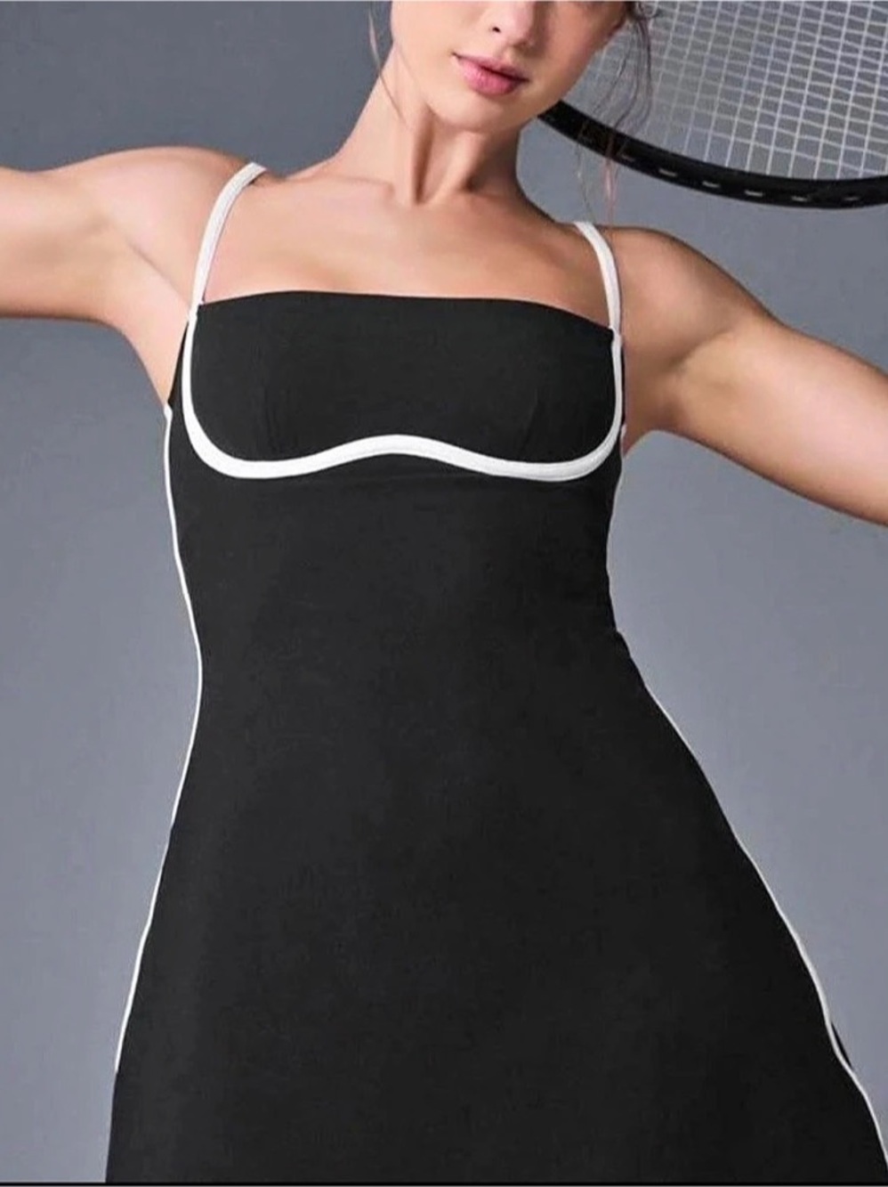 ALO Yoga Airbrush Streamline Dress Black/White Size M Tennis Dress NWT